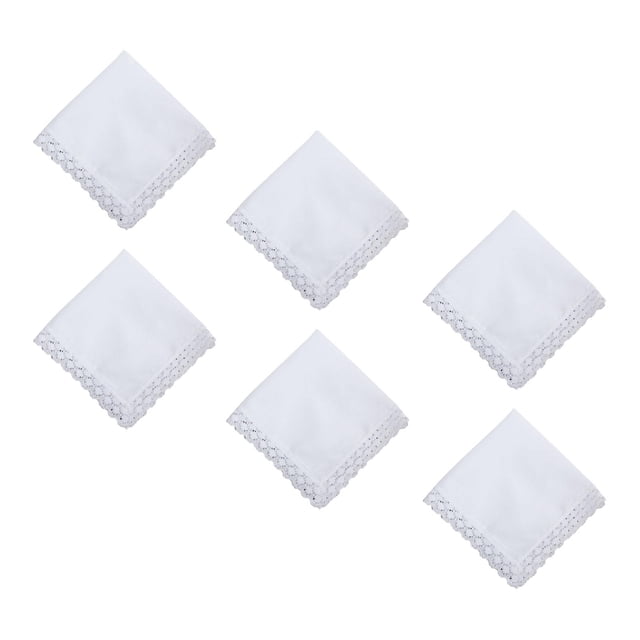 6x pañuelos de encaje blanco, cuadrados de bolsillo, pañuelos blancos, pañuelos de boda para manualidades