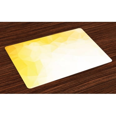 Ambesonne Yellow and White Place Mats Set of 4, Fractal Mosaic, Standard Size, Yellow White