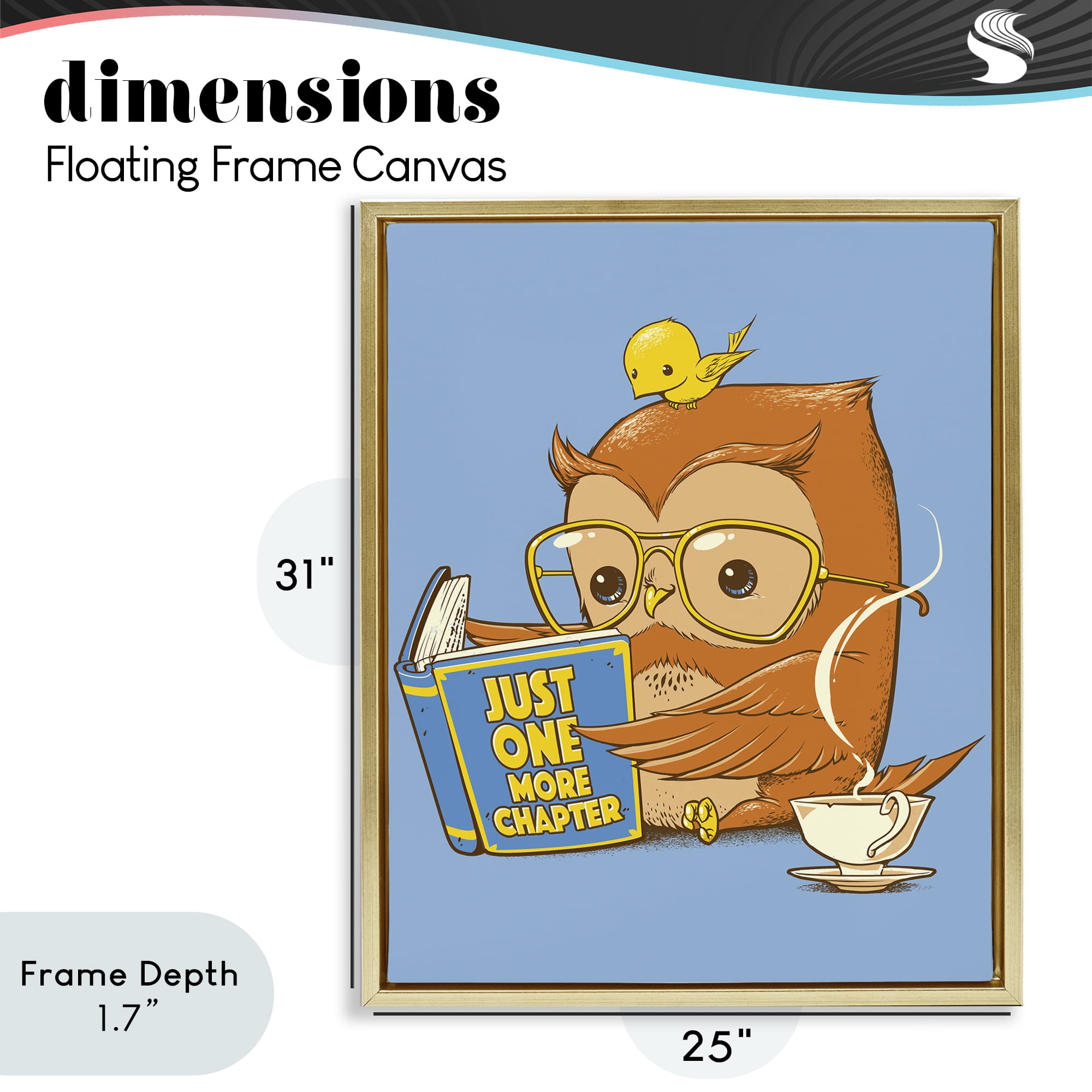 Stupell Industries One More Chapter Owl Gold Framed Floater Canvas Wall Art, design by Tobe Fonseca
