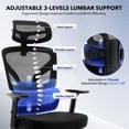 thumbnail image 3 of GloryStar Adjustable High-Back Mesh Chair, Ergonomic Rolling Desk Chair with Lumbar Support, 3D Armrests and Headrest, 3 of 9