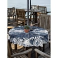 thumbnail image 2 of Outdoor Tablecloth with Umbrella Hole for Patio/Picnic/Party/Camping, Nautical Coastal Waterproof Table Cloth Round Cover Washable, Vintage Ocean Coral Starfish Shells Navy Blue (Dia 60"), 2 of 9