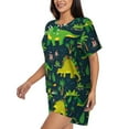 thumbnail image 2 of Picia Dinosaurs and Flowers Pajamas Sets for Women Soft Short-Sleeved Pjs with Lounge Shorts Two Piece Sleepwear-XX-Large, 2 of 9