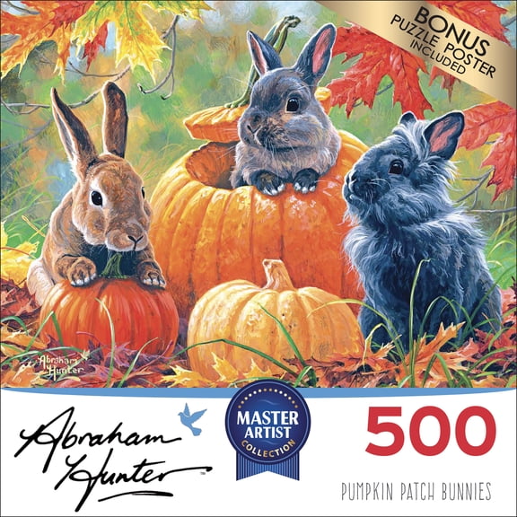 Cra-Z-Art Abraham Hunter 500-Piece Pumpkin Patch Bunnies Jigsaw Puzzle