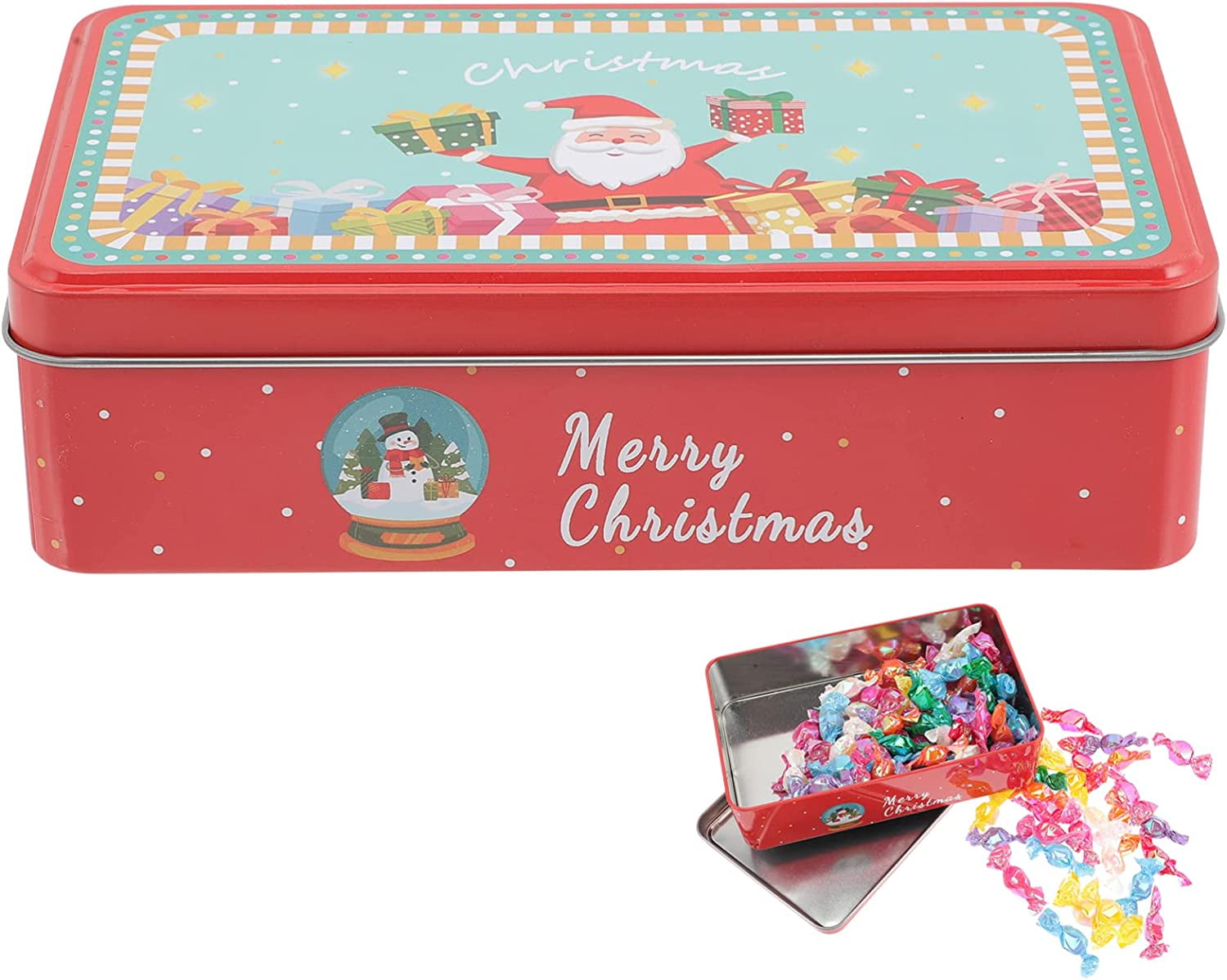 Christmas Cookie Tins, Large Capacity Rectangles Christmas Tinplate with Lids Cookie Containers