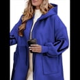 thumbnail image 2 of Chaqueta Cortavientos de Punto con Capucha y Larga para Mujer, de Gran Tamaño, Informal, con Cordón Ajustable en la Cintura y Cremallera. Azul M, 2 of 7