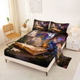 thumbnail image 2 of Metsweet Magic Dragon Queen Sheets 4 Pieces, Gradient Animal Queen Sheet Sets, Purple Gold Blue,1 Fitted Sheet, 1 Flat Sheet and 2 Pillowcases, 2 of 5