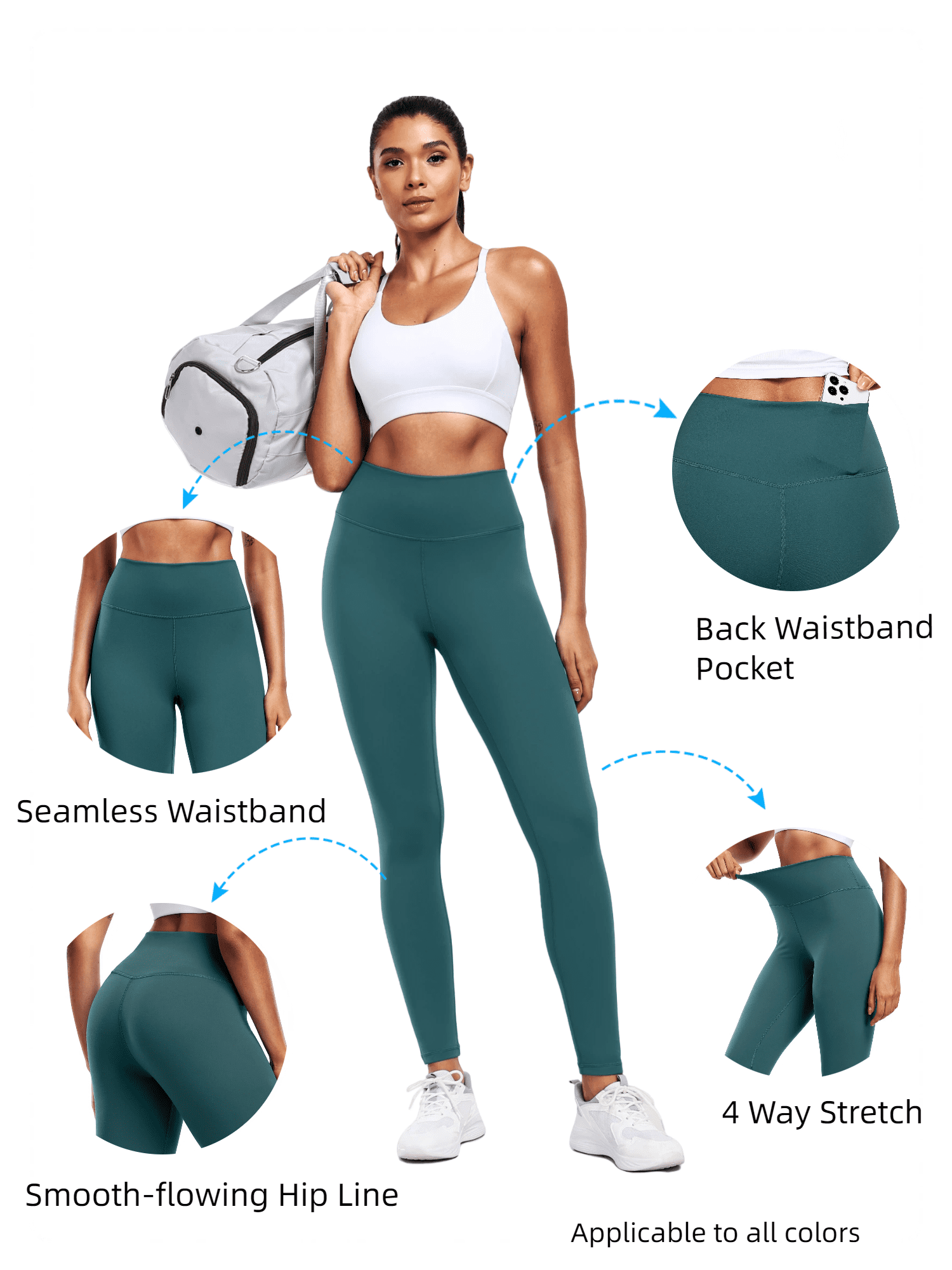 NELEUS ButterSoftFlex Womens High Waist Legging for Yoga Workout Athletic Pants with Waistband Pocket,Black+Black,US Size L