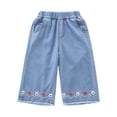 thumbnail image 5 of Bigetiay Girls Denim Pants Summer Lightweight Embroidery Baby Toddler Loose Fit Cropped, Size 2-3 Years, 5 of 5