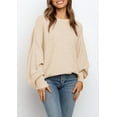 thumbnail image 2 of Spring Autumn Women Solid Crew Neck Casual Loose Batwing Sleeve Knit Sweater, 2 of 3