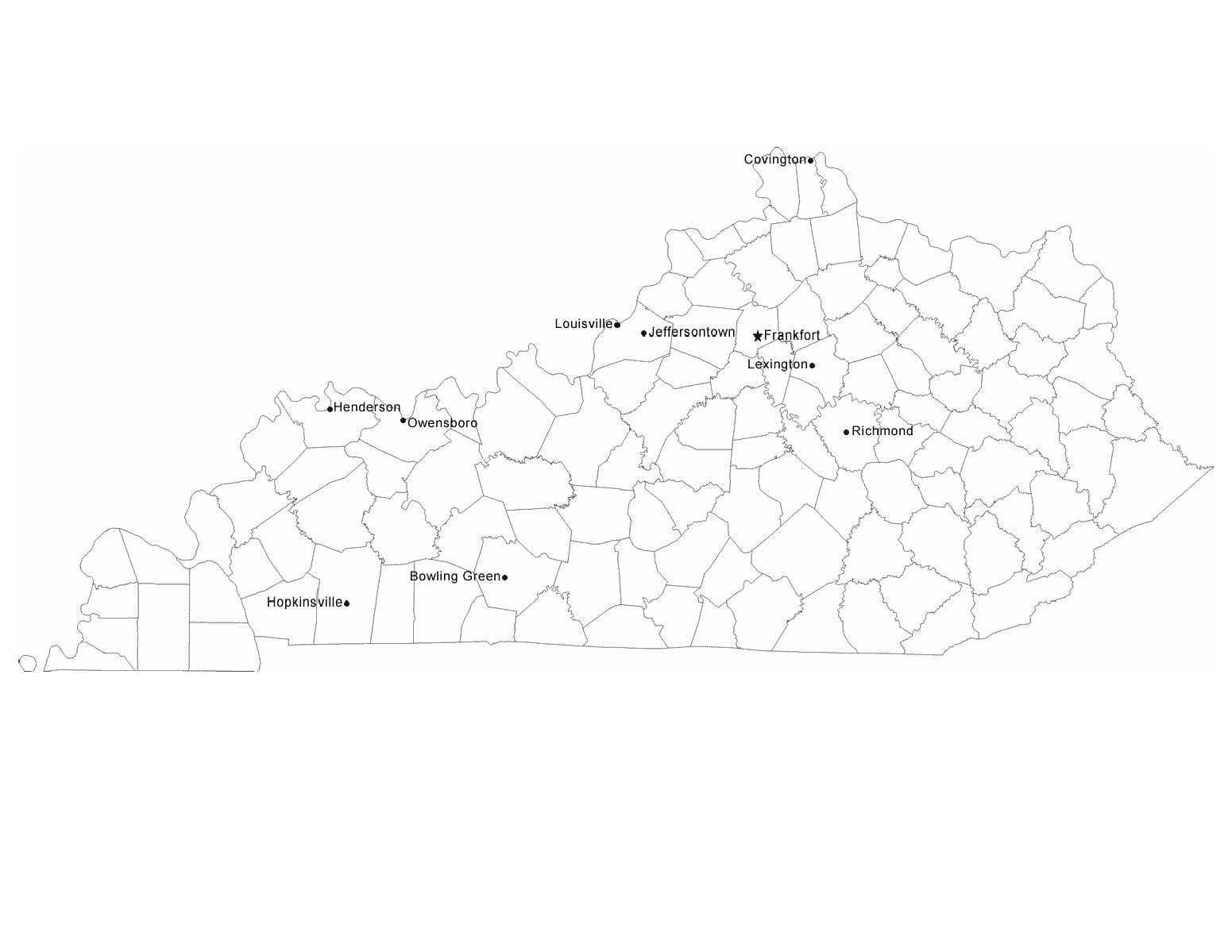 Printable Kentucky Map With Cities
