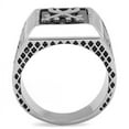 thumbnail image 3 of High polished (no plating) Stainless Steel Ring with Semi-Precious Onyx in Jet for Women Jet Stone Color Style TK3191 Size 8, 3 of 4