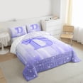 thumbnail image 3 of jejeloiu Purple Monogrammed D Twin Comforter Sets,Ribbon Bowknot Bow Bedding Set For Girls Teens Reversible 2-Piece, 3 of 8