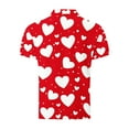 thumbnail image 3 of TaTaai Men's Valentine Print Turndown Collar Quarter Sleeve Pullover, Valentine's Day Gift, Casual Daily Outdoor T-Shirt Gift, 3 of 5