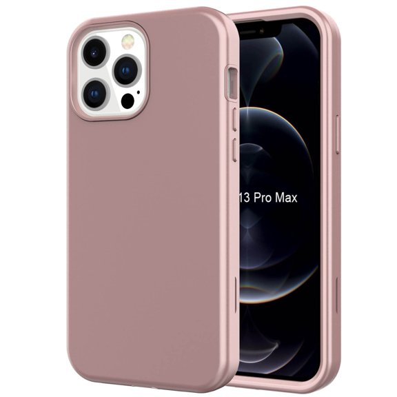 iPhone 13 Pro Case, Dteck Heavy Duty Shockproof Rugged Anti-Drop Hybrid Durable 3-Layer Protective Phone Case Cover Compatible with Apple iPhone 13 Pro, Rosegold