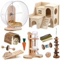 thumbnail image 1 of Accesorios para jaula de hámster Sonwyoung, set de madera de 18 piezas, 1 of 7