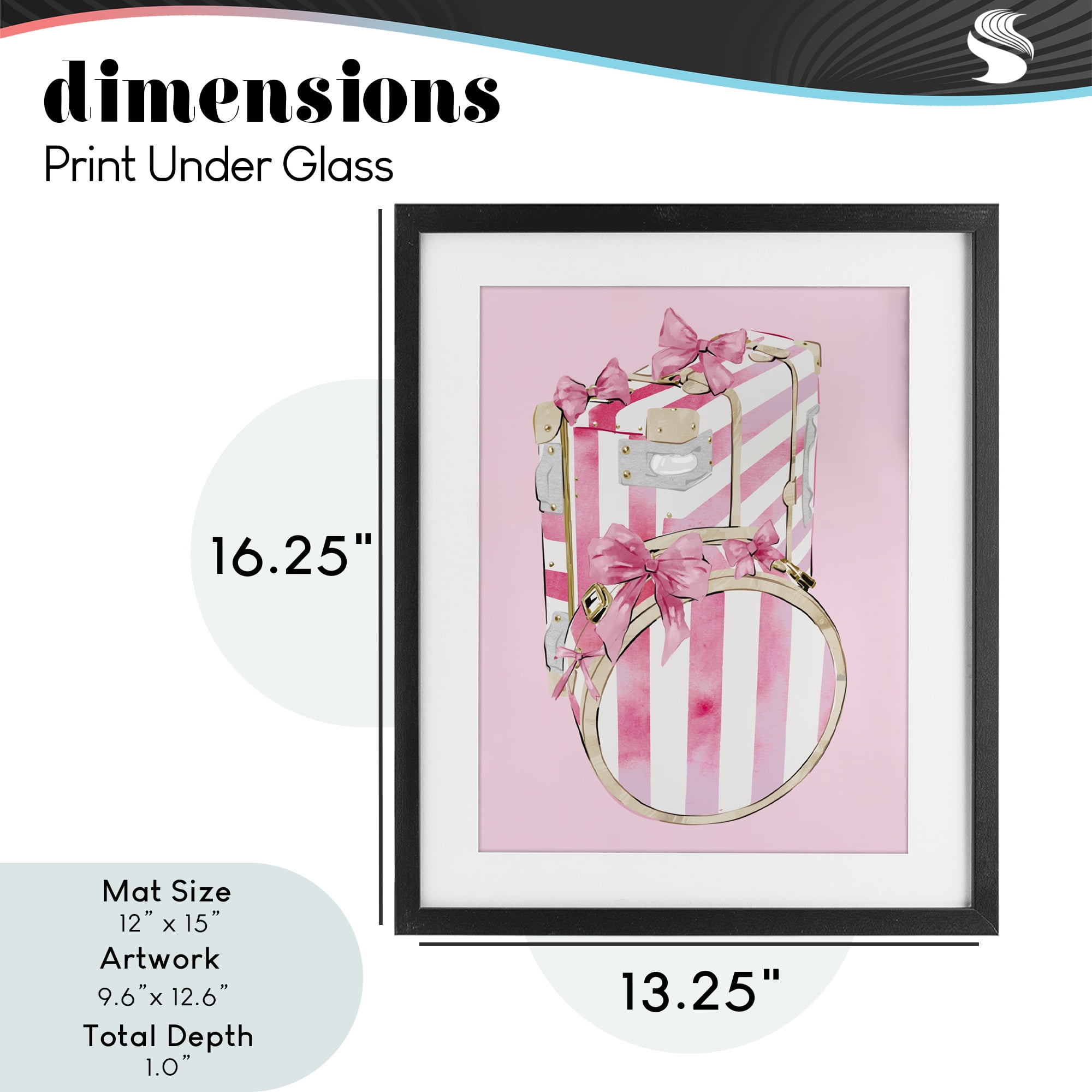 Pastel Stripe Luggage Black Framed Print Under Glass, design by Ziwei Li