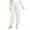 White, variant on EDFBUYKRS Female Women Pants Casual Linen Pants Women Short Petite Women Stretch Twill Cropped Wide Leg Pant Women’S High Waist Casual Wide Leg Pants M