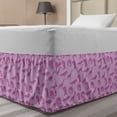 thumbnail image 1 of Velociraptor Bed Skirt, Vibrant Silhouette of Tyrannosaurus Pastel Trex Fossil Creatures Girls, Elastic Bedskirt Dust Ruffle Wrap Around for Bedding Decor, 4 Sizes, Baby Pink Fuchsia, by Ambesonne, 1 of 2