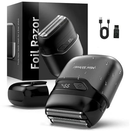 Nogroa Electric Foil Shaver for Men, Mini Electric Razor for Beard/Face with 3 Floating Blade USB Rechargeable IPX7 Waterproof Protable Cordless Beard Trimmer for Travel & Home