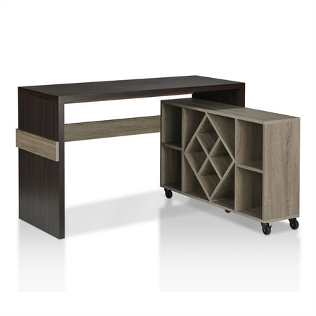 FOA Minshew Solid Wood 2-Piece Convertible Desk with Bookcase Set in ...