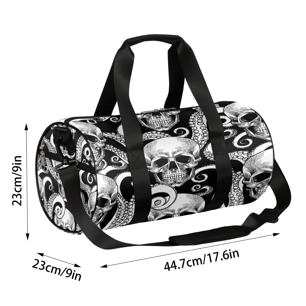 Octopus Skull Travel Sport Duffle Bag,Canvas Shoulder Tote Gym Bags for Overnight Weekender Dancing Yoga Gymnastics Ballet