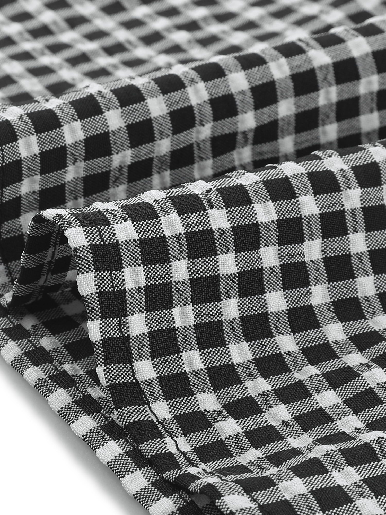 DARING DIVA Short Sleeve Casual Checked Top L Black
