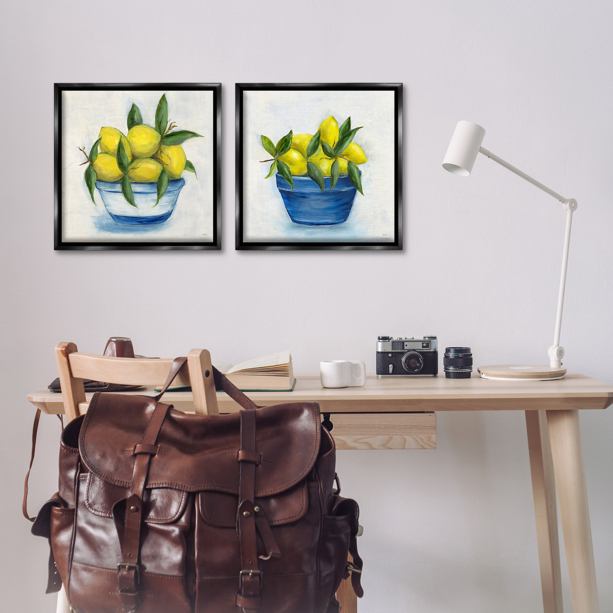 Stupell Industries Traditional Lemon Bowls Food & Beverage Painting Black Floater Framed Canvas Art Print Wall Art, 18 x 18, Set of 2