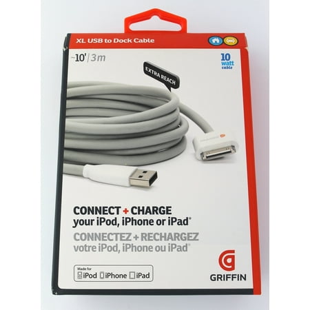 Griffin Technology GC17120 USB to Dock Cable 9.8'(3 m) for iPhone or