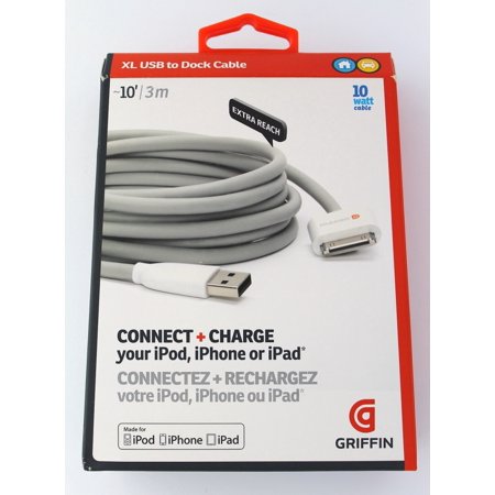 - Griffin Technology GC17120 USB to Dock Cable 9.8'(3 m) for iPhone or iPod