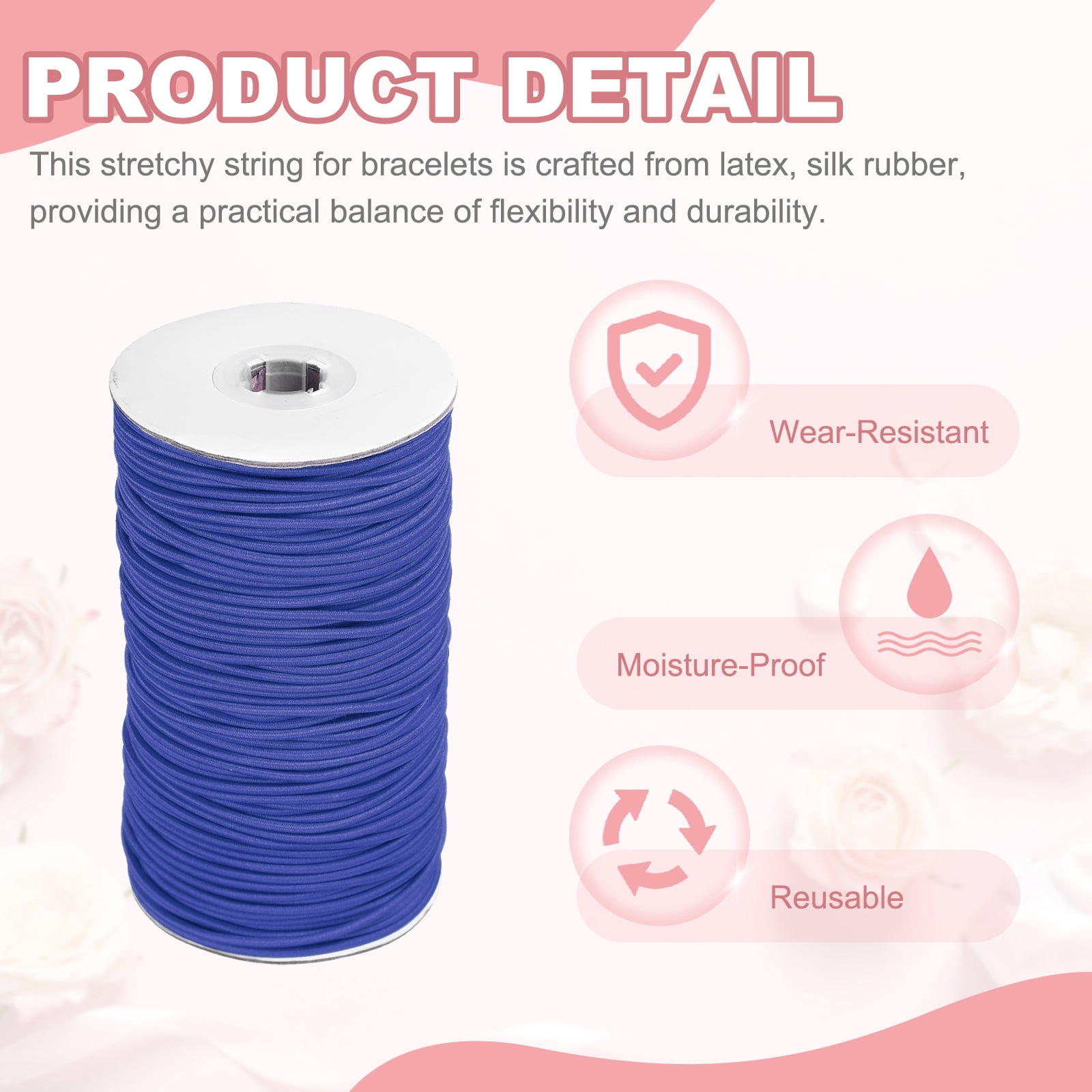 Uxcell Stretchy String for Bracelets, Elastic Crystal Thread Stretch Elastic Beading Cord 2.5mm & Blue-Fitting For(Bracelets/Sewing/Beading/Necklace/Jewelry Making/Crafts DIY)
