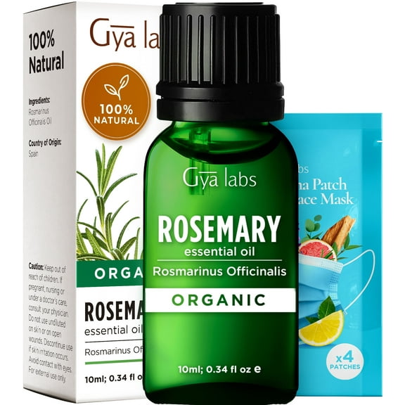 Gya Labs Organic Rosemary Oil for Hair & Scalp - Organic Steam Distilled Rosemary Oil for Skin & Diffuser (0.34 Fl Oz)