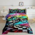 thumbnail image 2 of Manfei Kids Motorcycle Bedding Comforter Set,Colorful Splatter Ink Twin Comforter Sets,Extreme Sports Bedding Set For Boys,Luxury Bedroom Decor Reversible,2pcs, 2 of 8