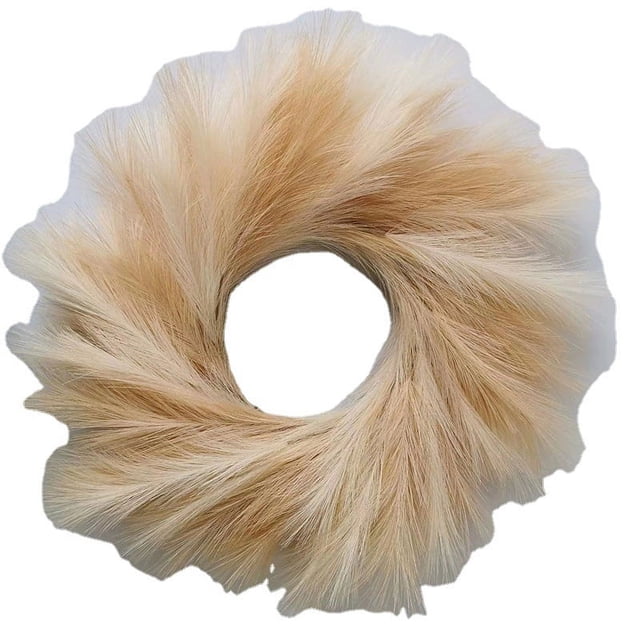 Corona de hierba de pampas, corona de pampas falsas para puerta principal, corona de pampas artificiales para todas las estaciones, decoración de pared boho