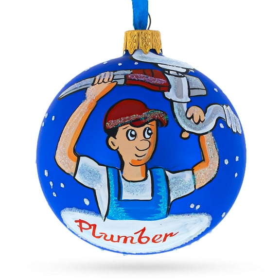 Plumber Glass Ball Christmas Ornament 3.25 Inches