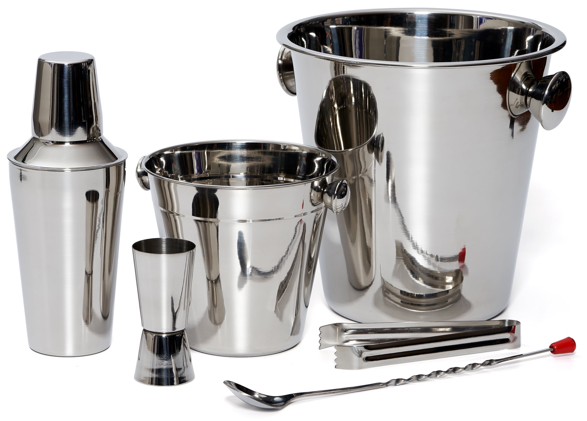 6 Pieces Cocktail Shaker Home Bar Tool Set Stainless Steel Double-sided jigger 