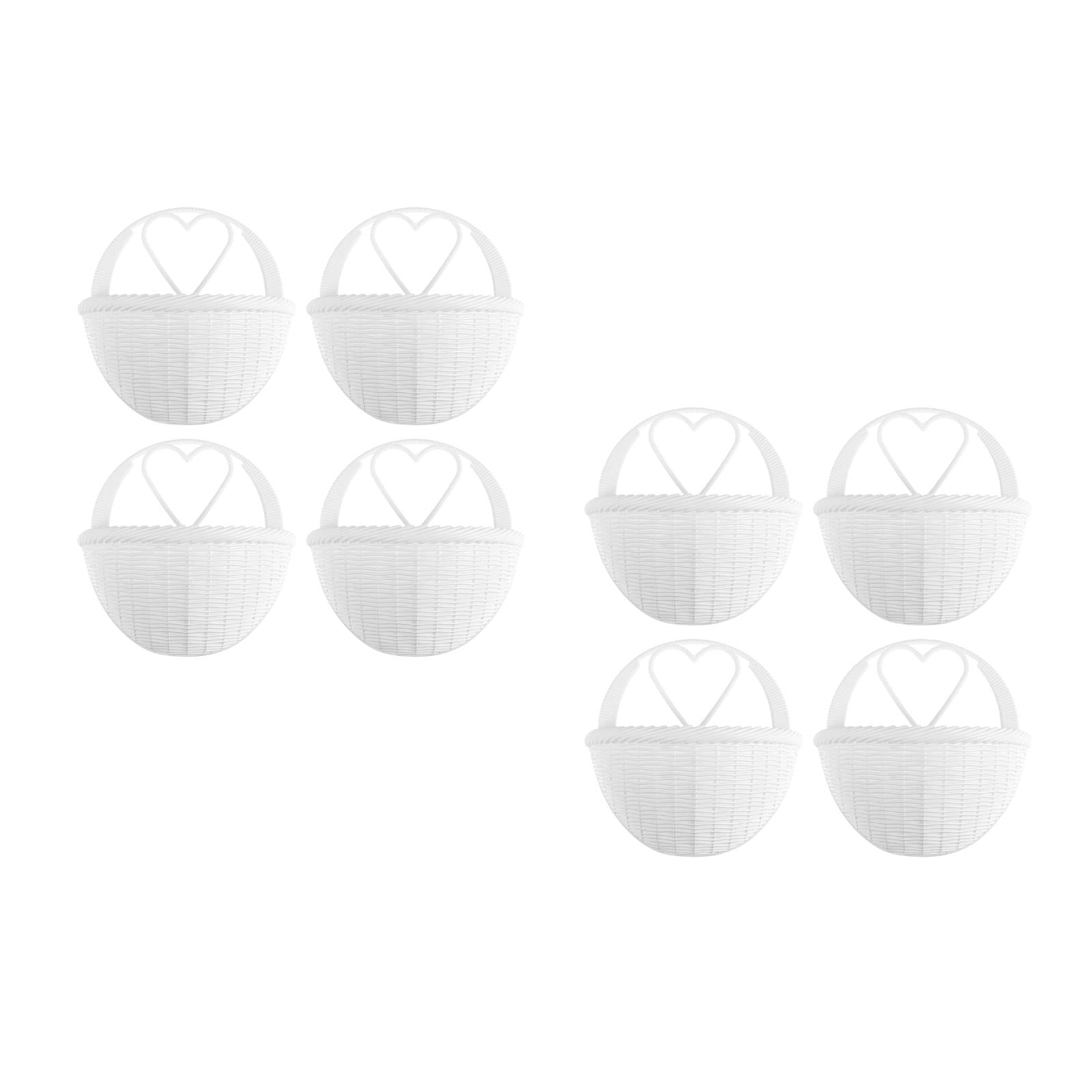 unbranded 8 pcs Hanging Rattan Flower Basket Wicker Hanging Planter Pot For Plants Basket Pot Floral Containers White