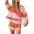 thumbnail image 2 of Yanekop Womens 2 Piece Outfits Summer Striped Workout Set Oversized Matching Lounge Sets Two Piece Short Set, 2 of 11