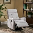 thumbnail image 3 of GDF Studio Kimpton Contemporary Fabric Tufted Glider Swivel Pushback Recliner, Light Gray and Black, 3 of 7
