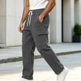 thumbnail image 5 of Homenesgenics Sweatpants Men with Pockets Open Bottom Elastic Waistband Drawstring Straight-Leg Work Trousers Gray M, 5 of 9