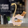 thumbnail image 3 of Metal Coffee Dessert Spoon Set - Fruit Dessert Flatware - Swan Base Holder - 6pcs Coffee Sugar Ice Cream Spoons, 3 of 5