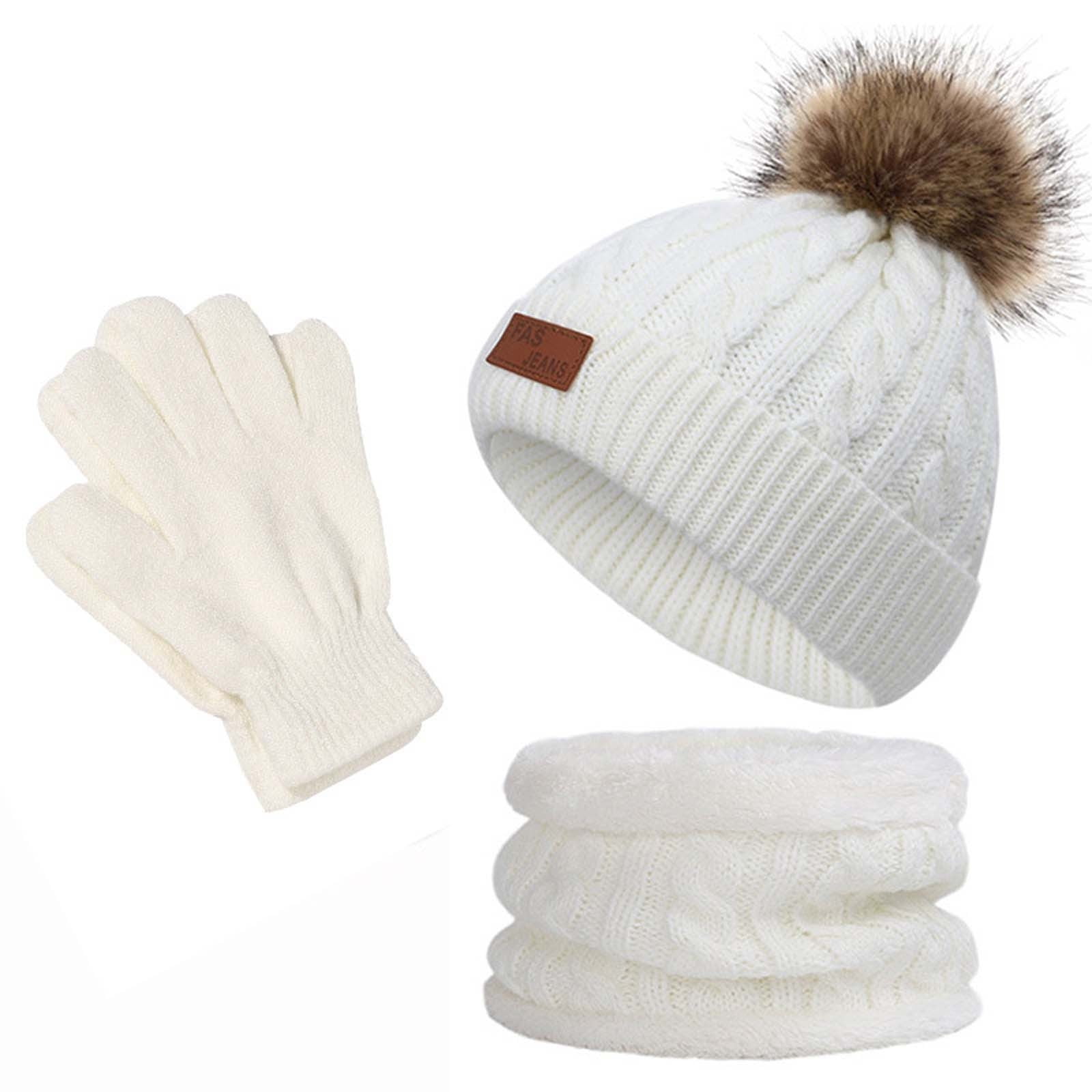 CHGBMOK Winter Gloves Kids Winter Beanie Hat Warm Knit Thick Ski Cap ...