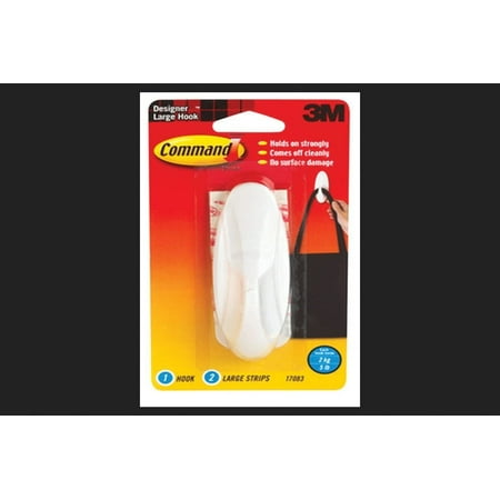 

Command Designer Hook & Strips Plastic Holds Up To 5 Lb Large White