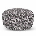 thumbnail image 1 of Garden Art Pouf Cover with Zipper, Floral Pattern Pomegranate Fruits and Leaves Coming of Spring, Soft Decorative Fabric Unstuffed Case, 30" W X 17.3" L, Plum Blush Black, by Ambesonne, 1 of 5