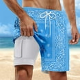 thumbnail image 2 of Mens Swim Trunks With Compression Liner 2 In 1 Swimming Shorts Elastic High Waisted Casual Summer Shorts Beach Pants Double Layer Quick Drying Pants Quick Dry Bathing Suits, 2 of 4