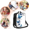 thumbnail image 5 of Bingfone Blue Flying Butterflies Reusable Insulated Lunch Bag Cooler For Work School Picnic Or Travel, 5 of 7