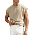 thumbnail image 3 of Men's Muscle Tank Top Sleeveless Gym T Shirt Solid Color Crewneck Cotton Blend Breathable Quick Dry Fitness Training Casual Everyday Essential Sun Protection Activewear | JASKFLY,Khaki L, 3 of 9