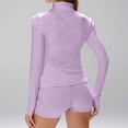 thumbnail image 5 of 2 Piece Workout Sets for Women Shorts Stretchy Thumb Hole Athletic Zip Up Jacket Long Sleeve Short Sets Yoga Gym Set, 5 of 5