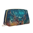 thumbnail image 2 of Easygdp Celestial Stag Cosmic Glow Leather Makeup Bag Zipper Pouch Travel Cosmetic Organizer for Women and Girls, Make up Bag with Zipper, 2 of 8