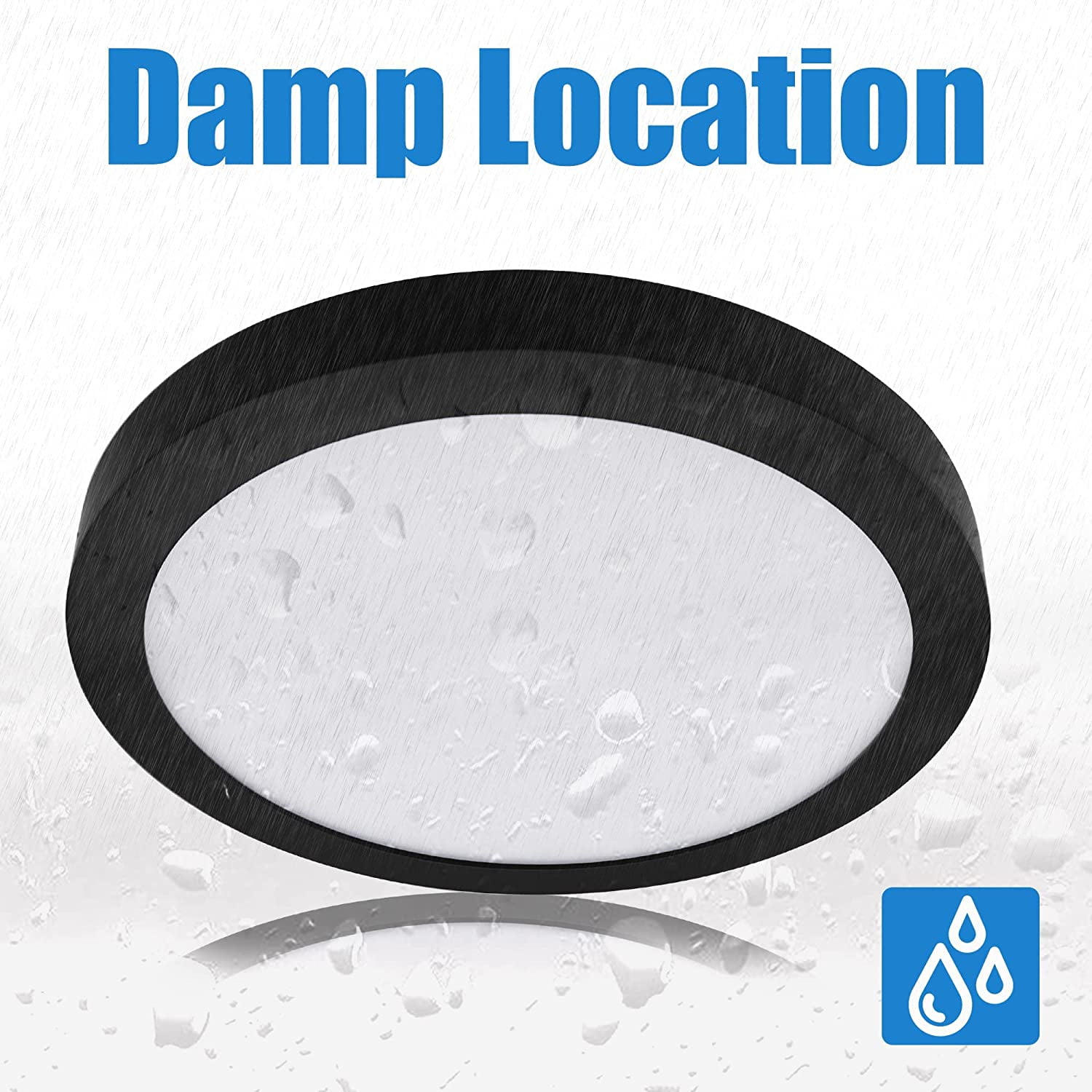 MingBright LED Flush Mount Ceiling Light Fixture 9.5inch Ceiling Light, Super Slim Panel Light 120V 15W 4000K White Round Ceiling Light for Bathroom, Kitchen, Bedroom Hallway Damp Location Black Color