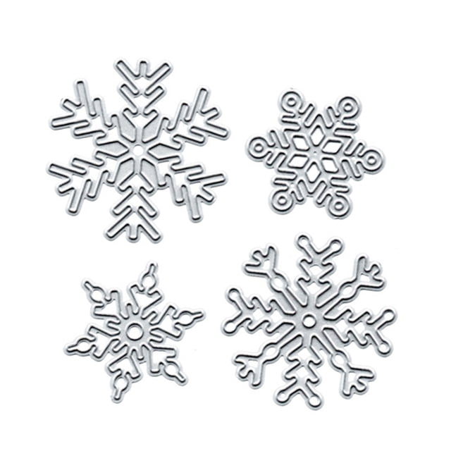 Naiovety Troquel de copo de nieve de Navidad de acero al carbono de 4 piezas, artesanías lavables portátiles para hacer álbum de estampillas, Artesanía